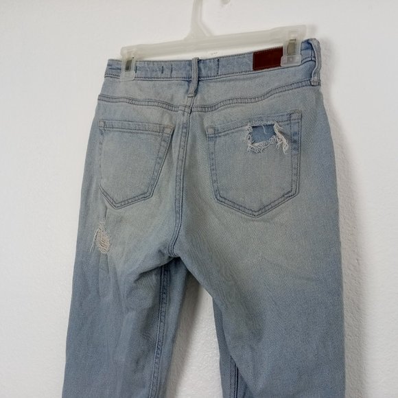 Hollister Women's Mom Jeans Juniors Size 5 High Rise Distressed Light Wash Blue - Picture 6 of 15
